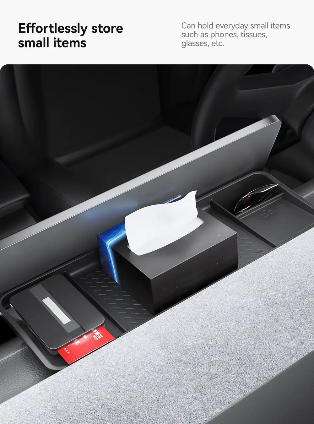 Tesla Model 3 Highland / Y Juniper Rear Screen Hidden Storage Box & Tissue Tray