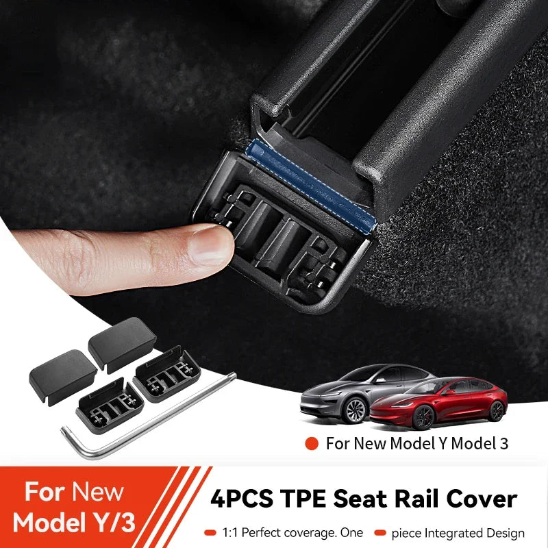 Tesla Model 3/Y Seat Rail Cover Protectors (4 or 8 Pack) - 2021-2026