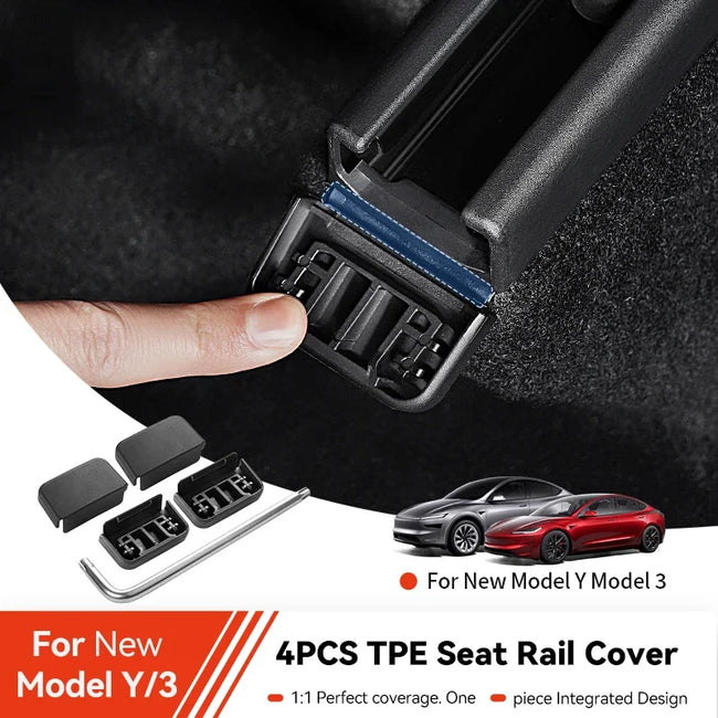 Tesla Model 3/Y Seat Rail Cover Protectors (4 or 8 Pack) - 2021-2026 Hover Image