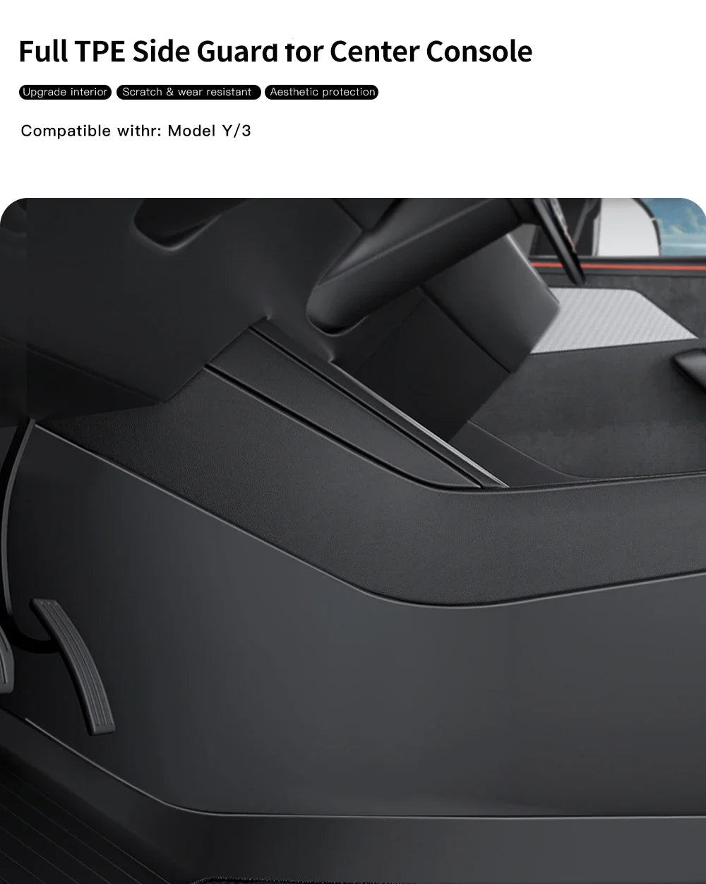 Tesla Model 3/Y TPE Center Console Side Anti-Kick Pads (2021-2026)