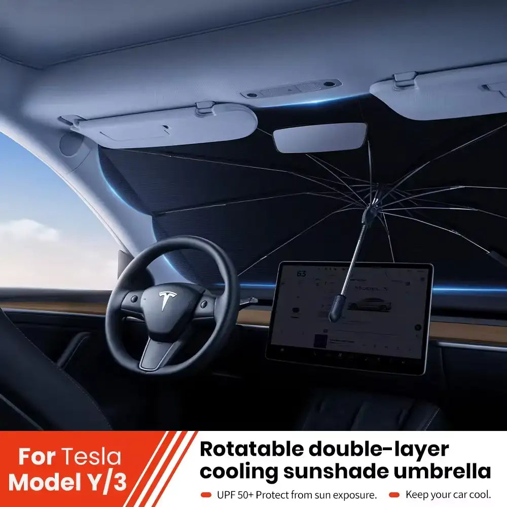 Tesla Model 3 Y Windshield Sunshade 360° Rotatable UV Ray Protector