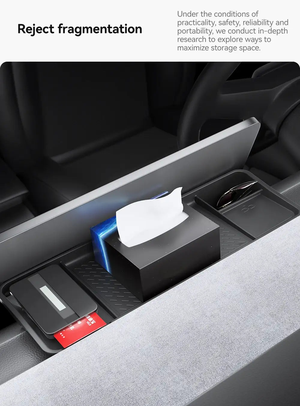 Tesla Model 3 Highland / Y Juniper Rear Screen Hidden Storage Box & Tissue Tray