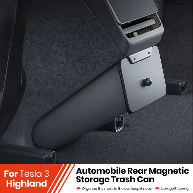 Tesla Model 3 Y Highland Rear Seat Trash Can Magnetic Storage Box Bin Hover Image