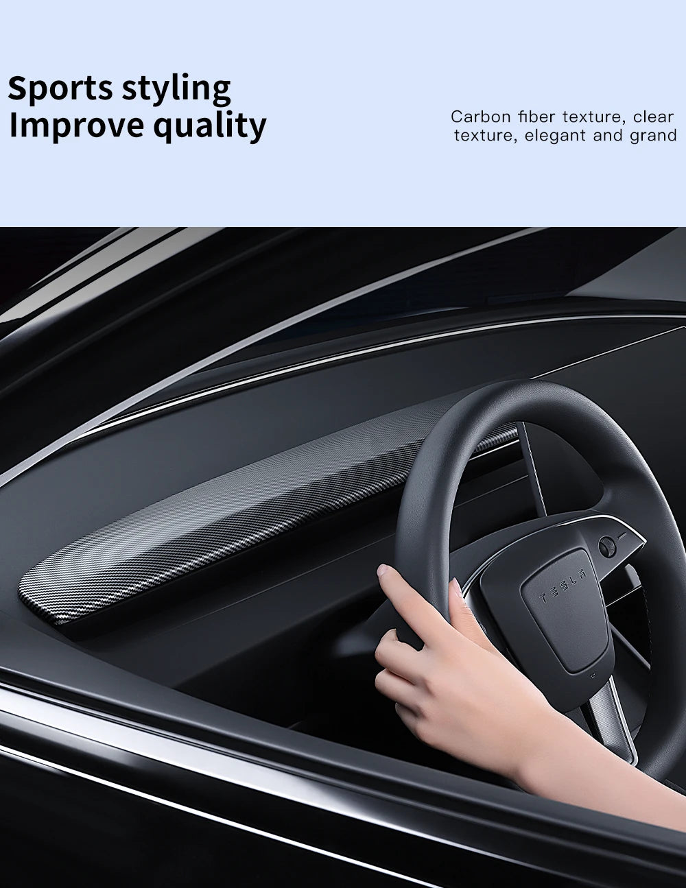 Tesla Model 3 Highland Model Y Dashboard Trim Carbon Fiber Cover Strip