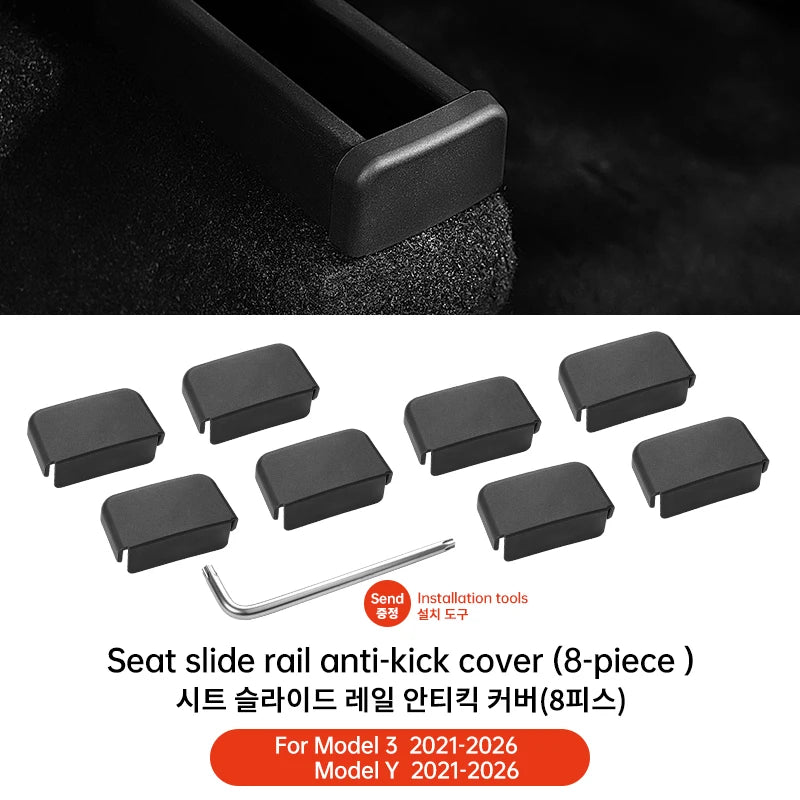 Tesla Model 3/Y Seat Rail Cover Protectors (4 or 8 Pack) - 2021-2026