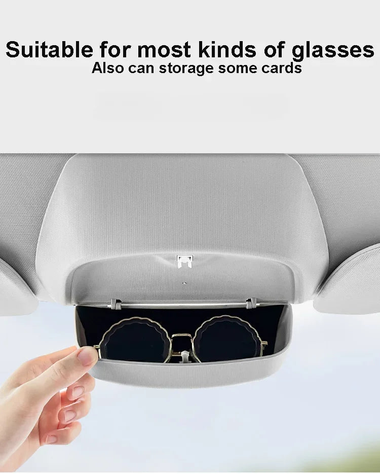 Car Glasses Case for Tesla Model Y Model 3 Highland 2017-2024+ Car Roof Sunglasses Storage Box Clip Roof Interior Accessories