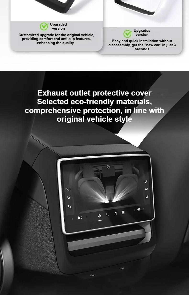 Tesla Model 3 Model Y Juniper 2025 Up Rear Screen Frame Armrest Box Cover Pad Ventilation Mask Protector Cover Accessories