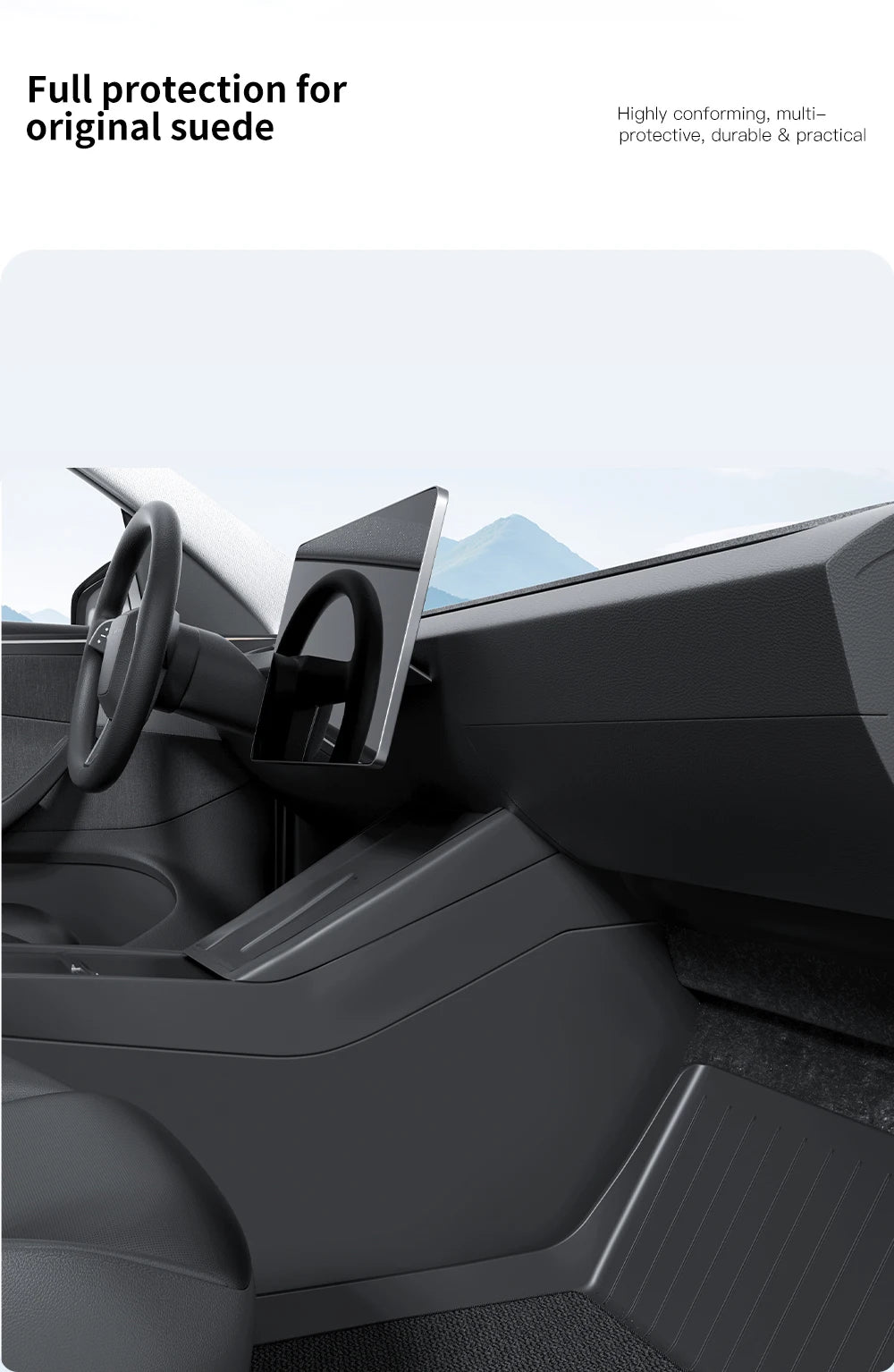 Tesla Model 3/Y TPE Center Console Side Anti-Kick Pads (2021-2026)