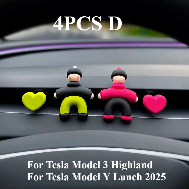 Lovely People Shaped Clips for Tesla Model3/Y Women's Air Outlet Perfume Clip Auto Air Freshener Clip Scent Aroma Accessories