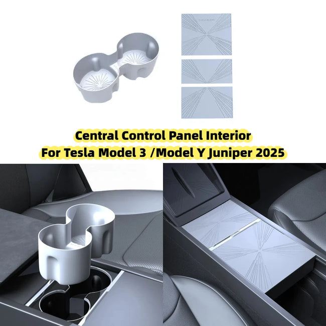 Tesla Model Y Juniper/Model 3 2025 Panel Sticker Central Control Water Cup Holder Protective Film Anti-slip Pads Interior Hover Image