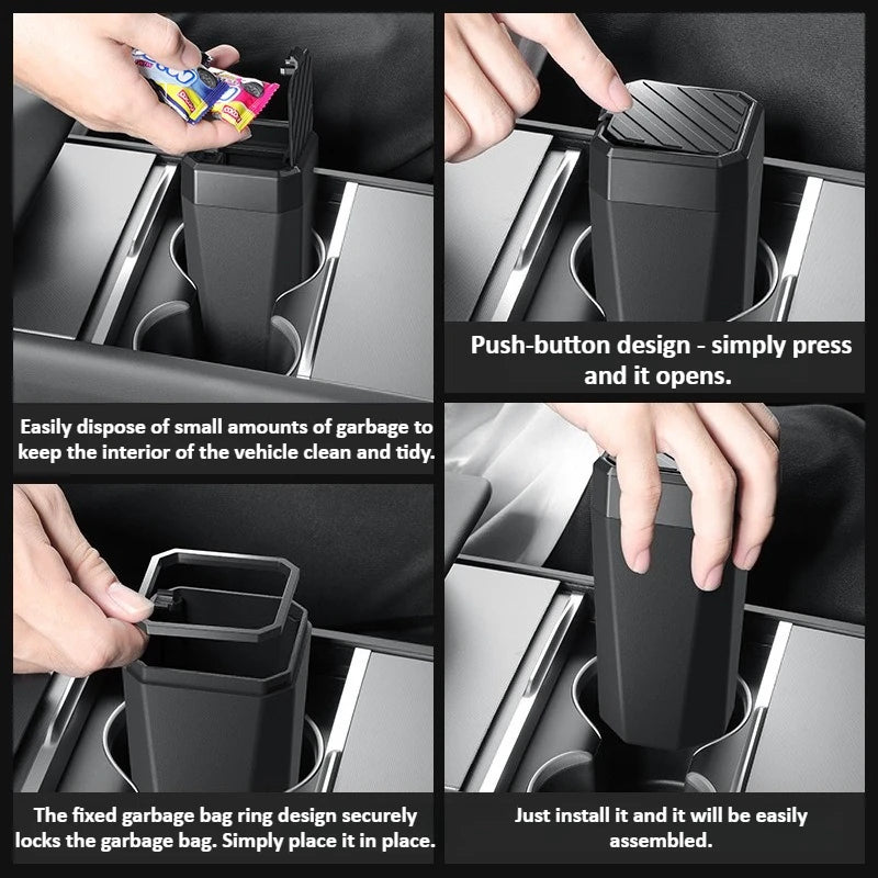 Center Storage Box Organizer Case for Tesla Model 3/Y/X/S Juniper Series Side Door Trash Can Garbage Can Trash Bin with Cover