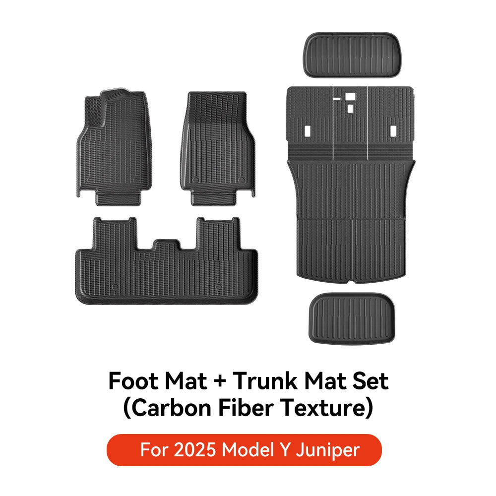 Tesla Model Y Juniper 2026 Carbon Fiber TPE Floor Mats & Trunk Liners