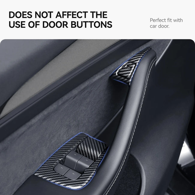 Tesla Model 3 Y Carbon Fiber Interior Door Button & Window Switch Trim Main Image