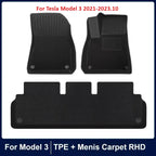 Floor Mats for Tesla Model Y Model 3 Double Layer 3D TPE Menis Carpet Velvet Waterproof Washable Two Layers Car Floor Pads 6PCS