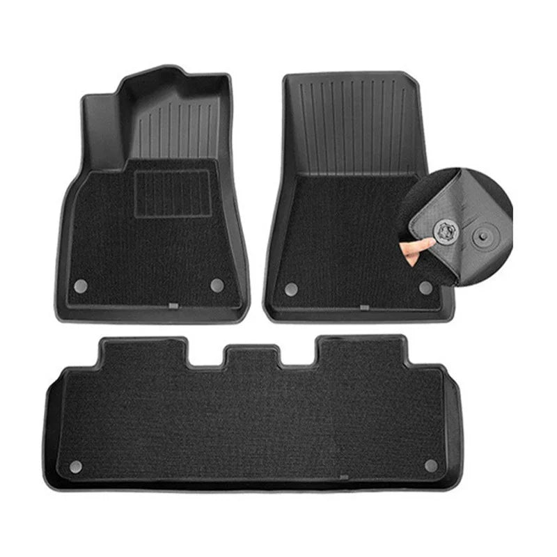 Floor Mats for Tesla Model Y Model 3 Double Layer 3D TPE Menis Carpet Velvet Waterproof Washable Two Layers Car Floor Pads 6PCS