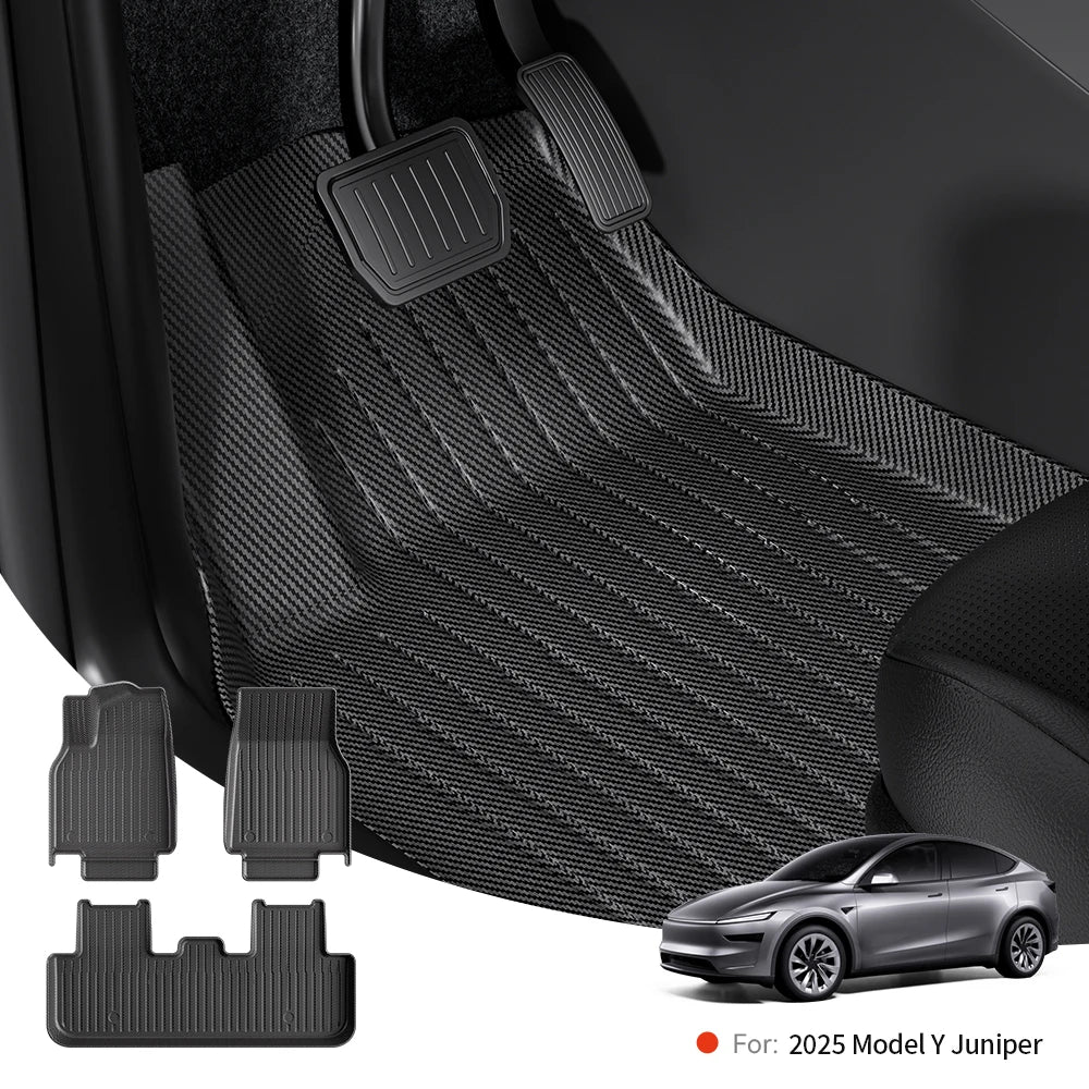 Tesla Model Y Juniper 2026 Carbon Fiber TPE Floor Mats & Trunk Liners