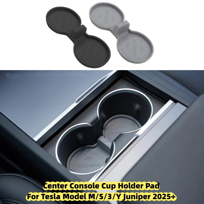 Tesla Model M/S/3/Y Juniper 2025+ Non-Slip Drink Limiting Stopper Mat Interior Center Console Cup Holder Pad Car Accessory