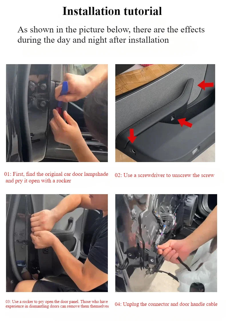 Tesla Model 3/Y/3 Highland Car Door Warning Light Auto Opening Door Anti-collision Sensor Strobe Flashing Alarm Signal Light
