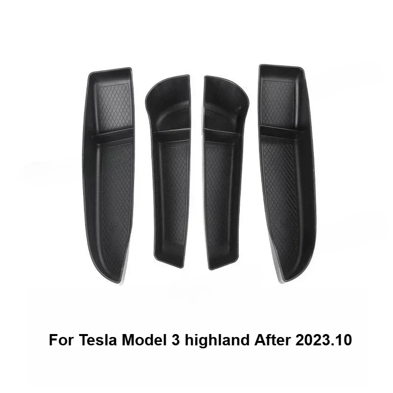 4Pcs Door Tray Organizer for Tesla Model Y Juniper Model 3 2017-2025+ Accessories Door Slot Tray Organizer Door Side Storage Box