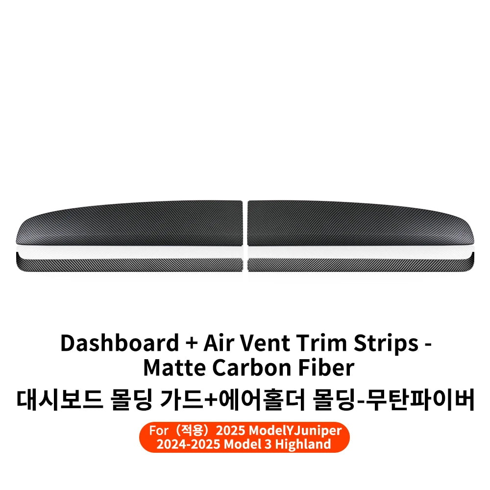Tesla Model 3 Highland Model Y Dashboard Trim Carbon Fiber Cover Strip
