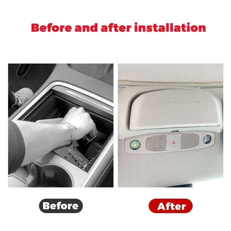 Car Glasses Case for Tesla Model Y Model 3 Highland 2017-2024+ Car Roof Sunglasses Storage Box Clip Roof Interior Accessories