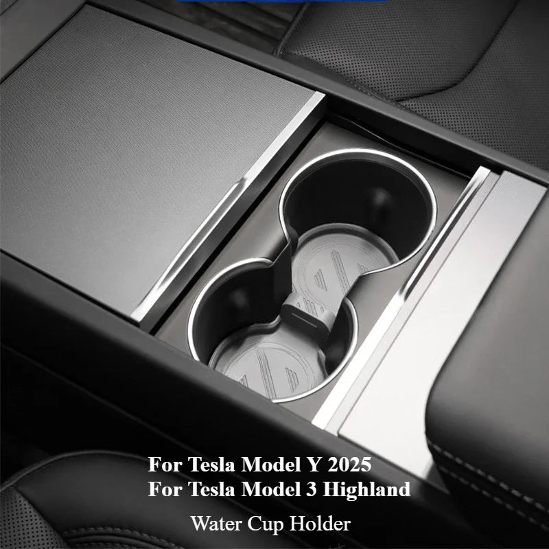 Tesla Model M/S/3/Y Juniper 2025+ Non-Slip Drink Limiting Stopper Mat Interior Center Console Cup Holder Pad Car Accessory