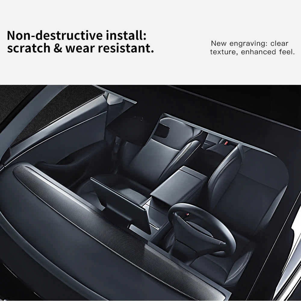 Tesla Model 3 Highland Model Y Dashboard Trim Carbon Fiber Cover Strip