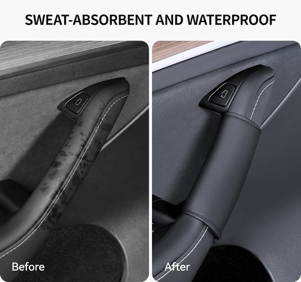 Tesla Model 3 Y Nappa Leather Interior Door Handle Protector 2021-2026