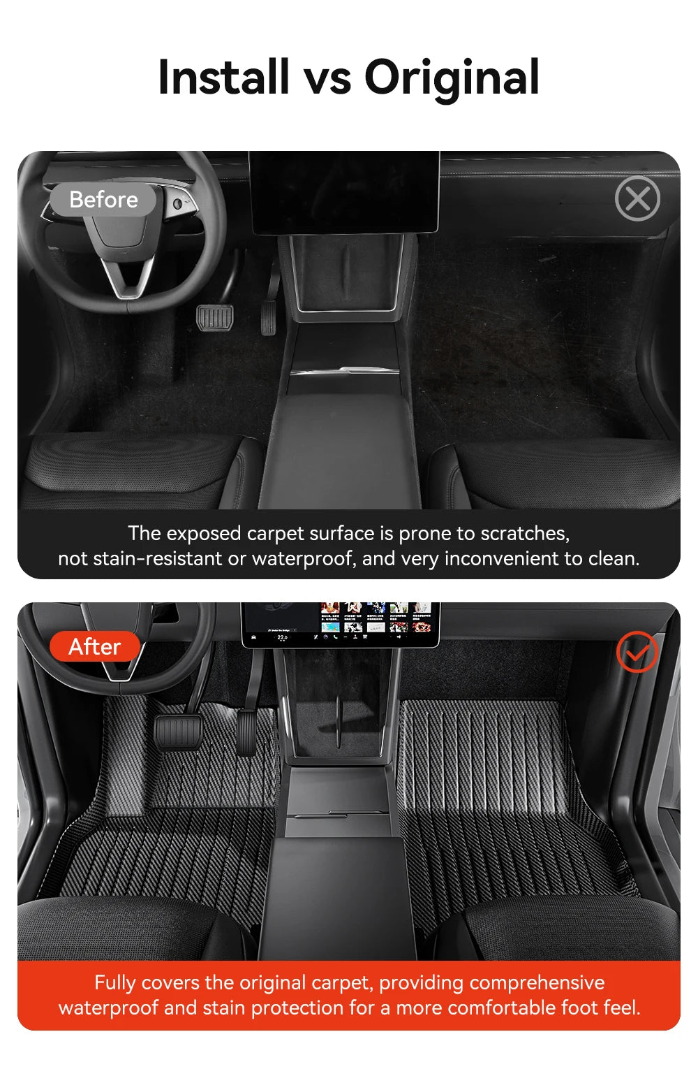 Tesla Model Y Juniper 2026 Carbon Fiber TPE Floor Mats & Trunk Liners