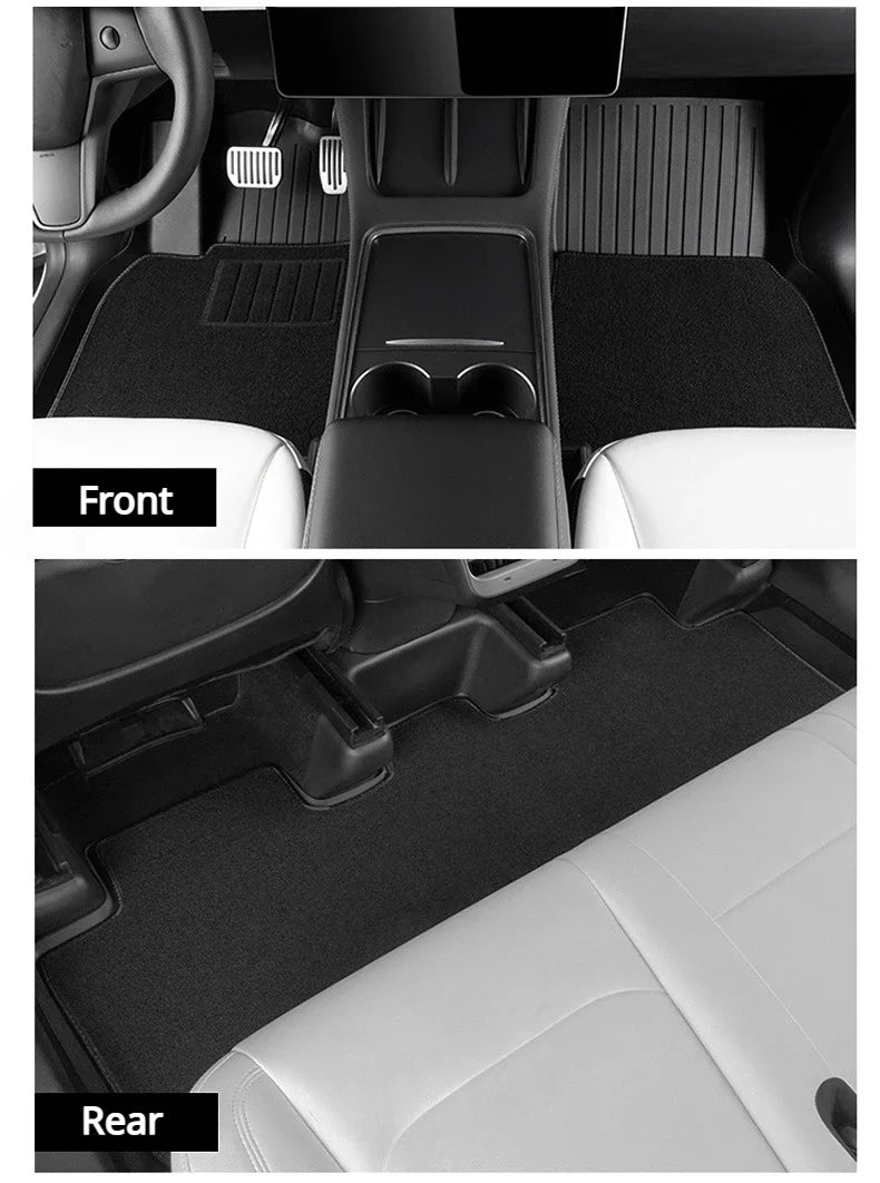 Floor Mats for Tesla Model Y Model 3 Double Layer 3D TPE Menis Carpet Velvet Waterproof Washable Two Layers Car Floor Pads 6PCS