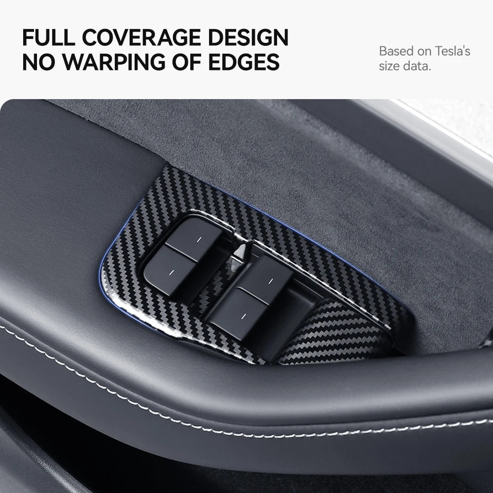 Tesla Model 3 Y Carbon Fiber Interior Door Button & Window Switch Trim