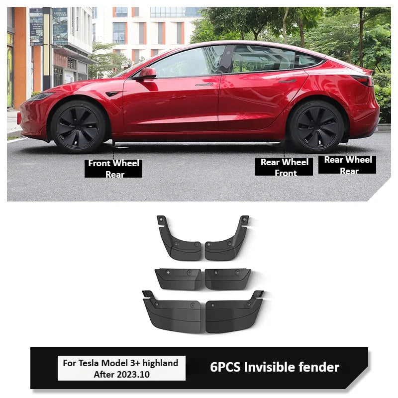 Hidden Special Mud Guard Fender for Tesla Model Y/3/3+ Highland 2025 Front and Rear Wheel Sand Shield Modification Accessories
