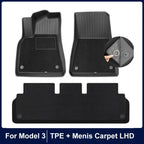 Floor Mats for Tesla Model Y Model 3 Double Layer 3D TPE Menis Carpet Velvet Waterproof Washable Two Layers Car Floor Pads 6PCS