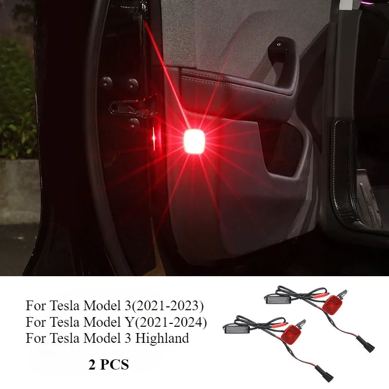 Tesla Model 3/Y/3 Highland Car Door Warning Light Auto Opening Door Anti-collision Sensor Strobe Flashing Alarm Signal Light