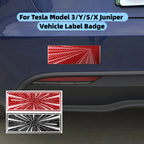 Vehicle Label Badge for Tesla Model 3/Y/S/X Juniper Tail Mark High Performance Creative Decor Real Carbon Epoxy Resin Sticker