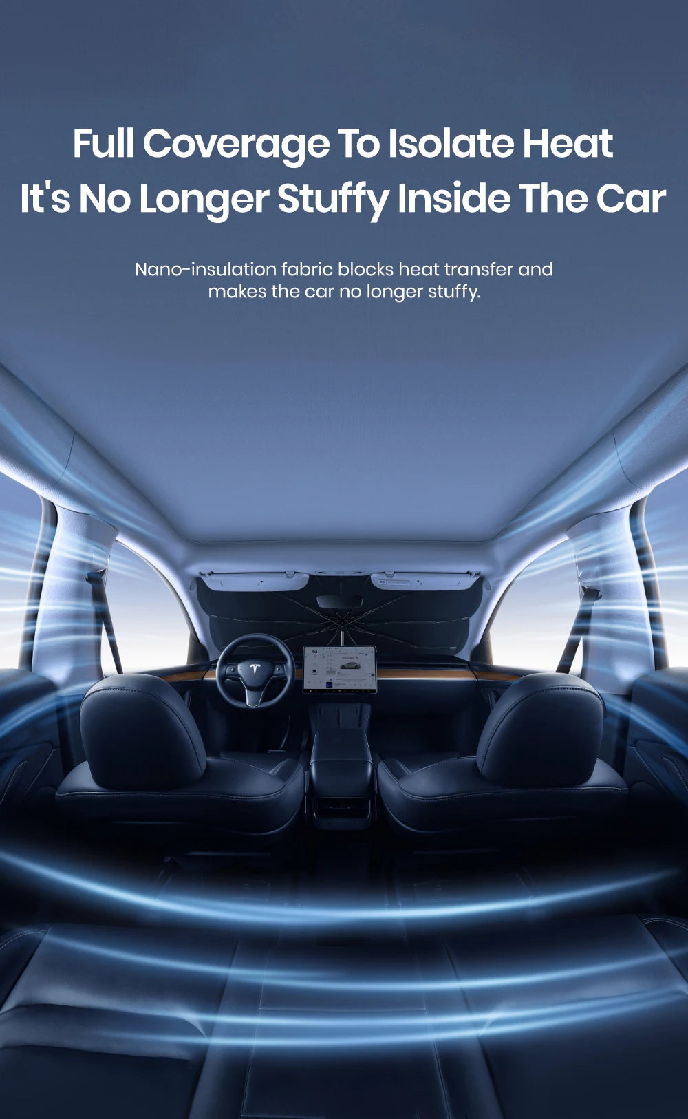 Tesla Model 3 Y Windshield Sunshade 360° Rotatable UV Ray Protector