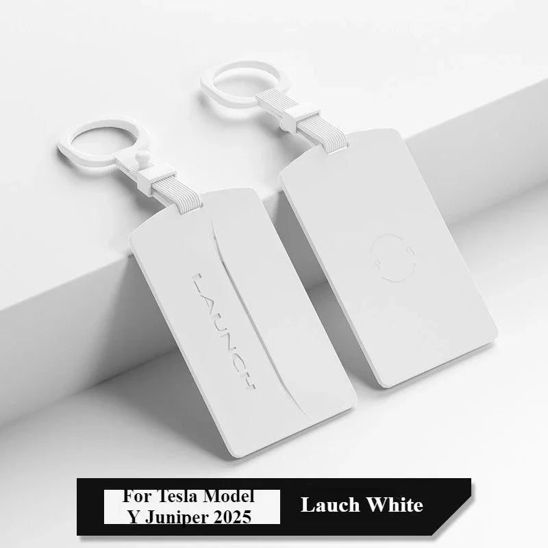 Tesla Model Y Launch/Juniper 2025 Car Key Card Protector Cover White Silicone Key Case Interior Accessory Key Card Holder