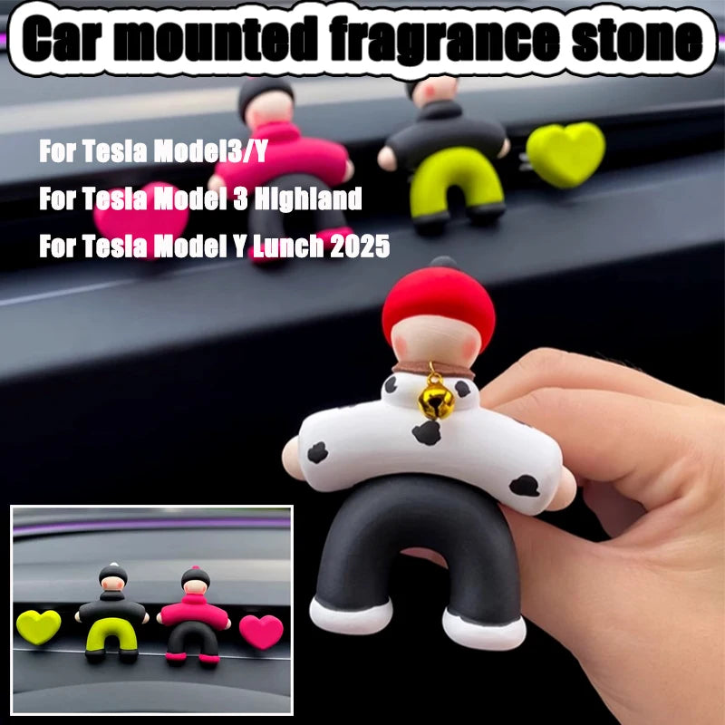 Lovely People Shaped Clips for Tesla Model3/Y Women's Air Outlet Perfume Clip Auto Air Freshener Clip Scent Aroma Accessories