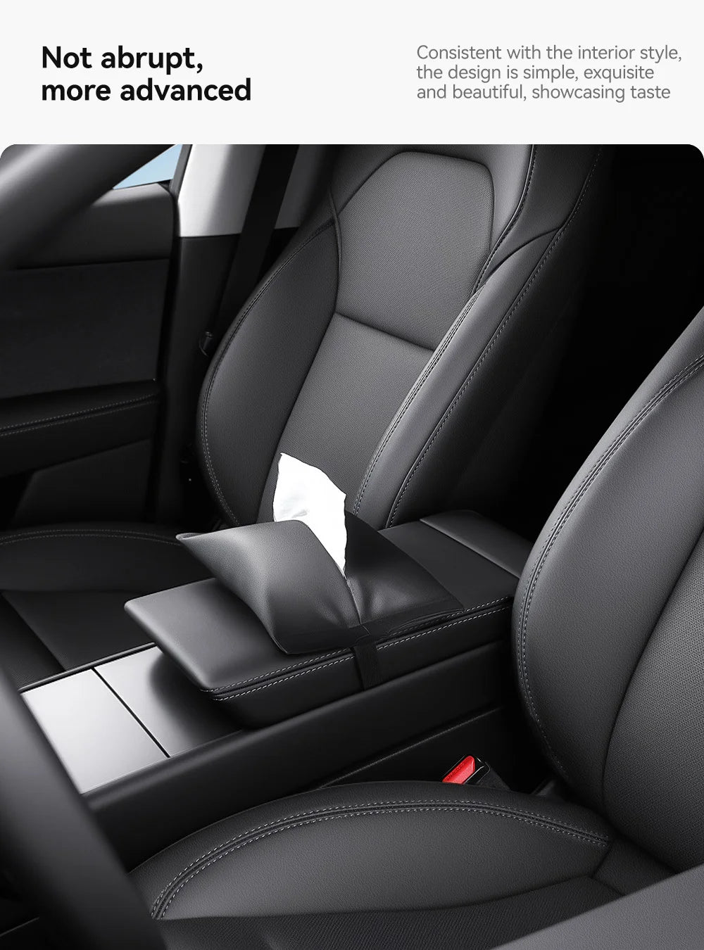 Tesla Model 3 Y Hanging Leather Tissue Box Armrest Holder Bag