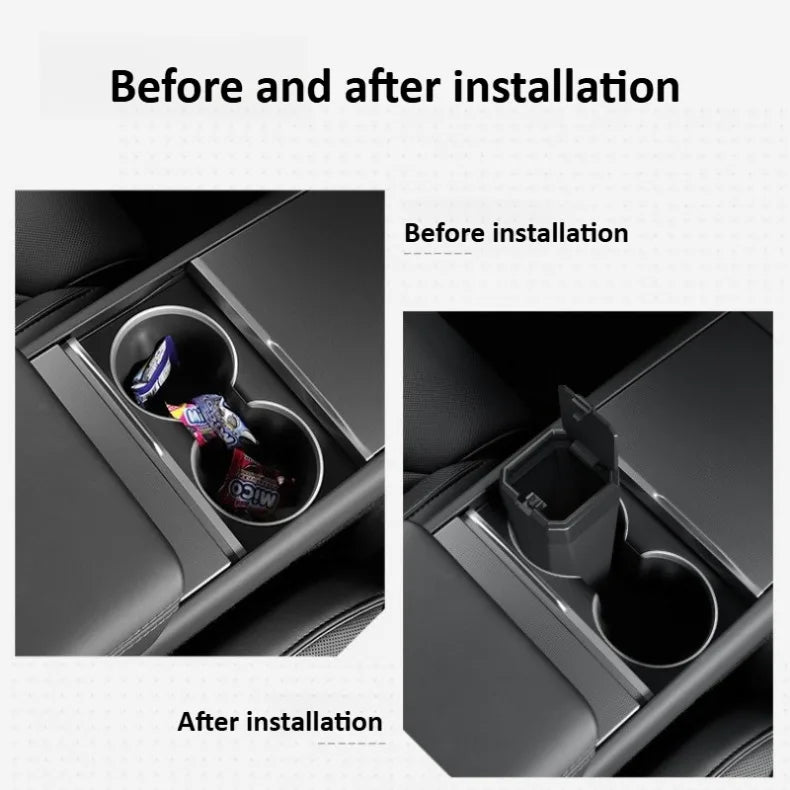 Center Storage Box Organizer Case for Tesla Model 3/Y/X/S Juniper Series Side Door Trash Can Garbage Can Trash Bin with Cover