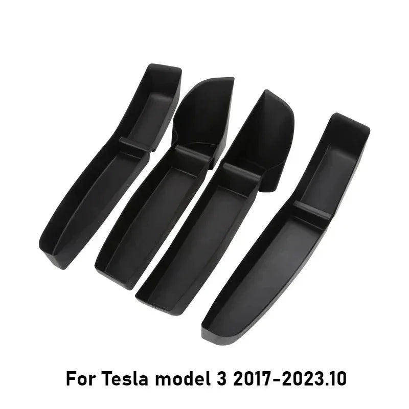 4Pcs Door Tray Organizer for Tesla Model Y Juniper Model 3 2017-2025+ Accessories Door Slot Tray Organizer Door Side Storage Box