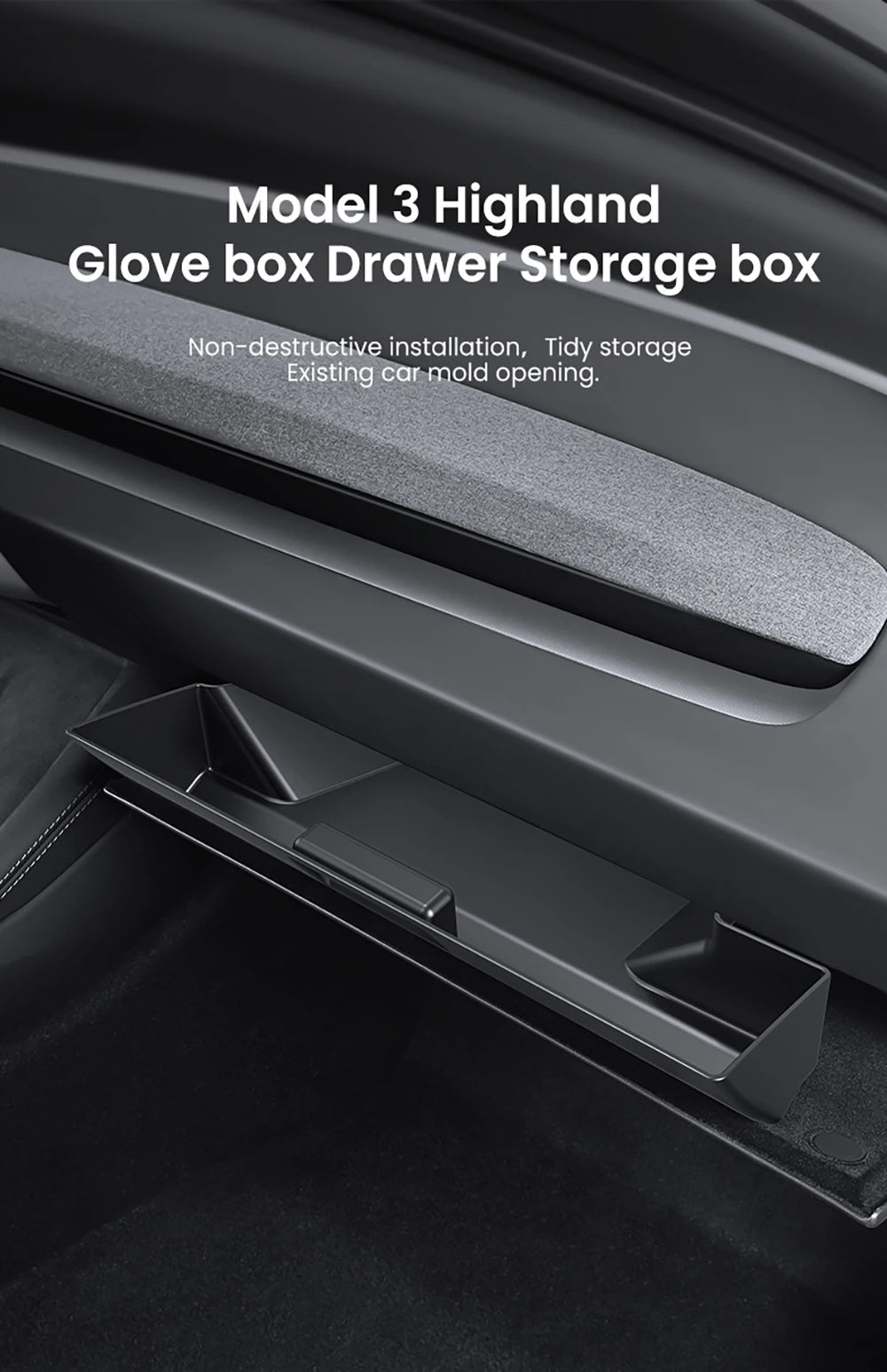 Tesla Model 3 Highland Model Y Juniper Glove Box Organizer Drawer