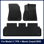 Floor Mats for Tesla Model Y Model 3 Double Layer 3D TPE Menis Carpet Velvet Waterproof Washable Two Layers Car Floor Pads 6PCS