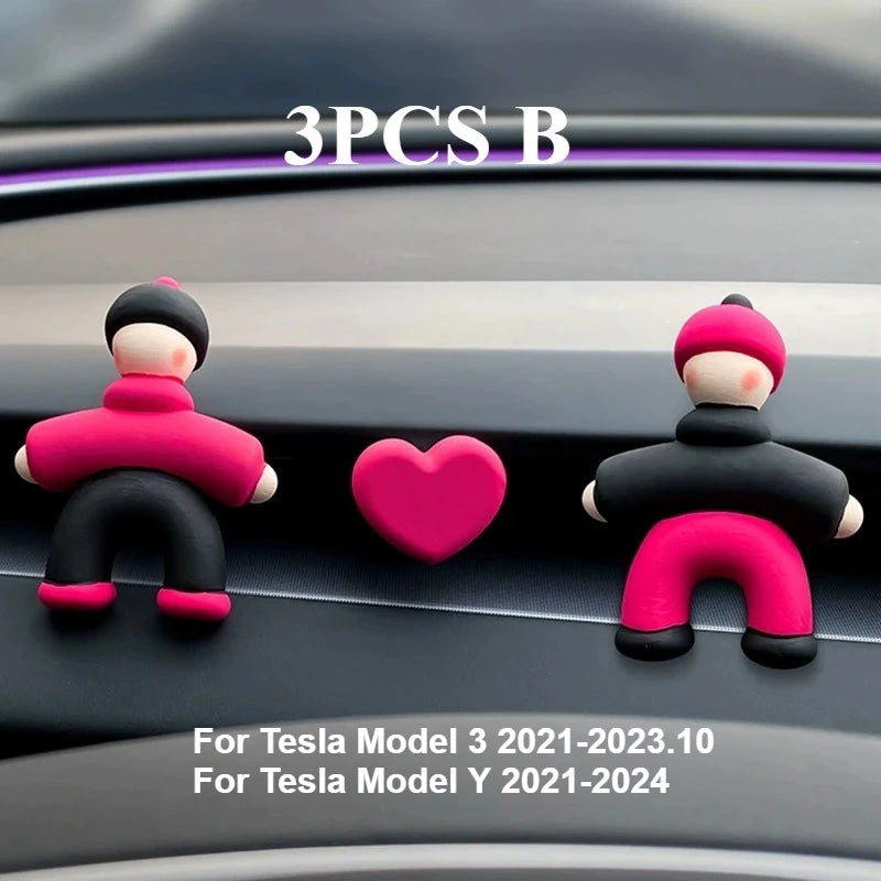 Lovely People Shaped Clips for Tesla Model3/Y Women's Air Outlet Perfume Clip Auto Air Freshener Clip Scent Aroma Accessories