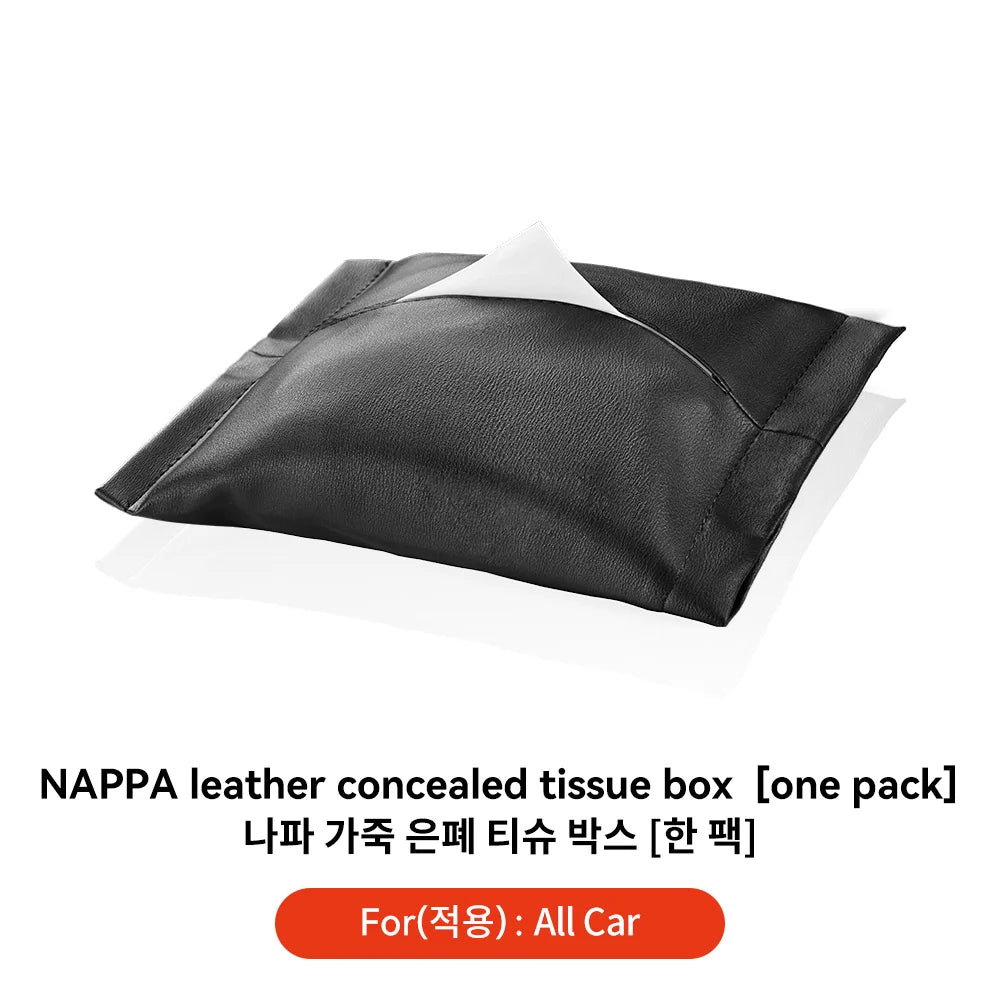 Tesla Model 3 Y Hanging Leather Tissue Box Armrest Holder Bag