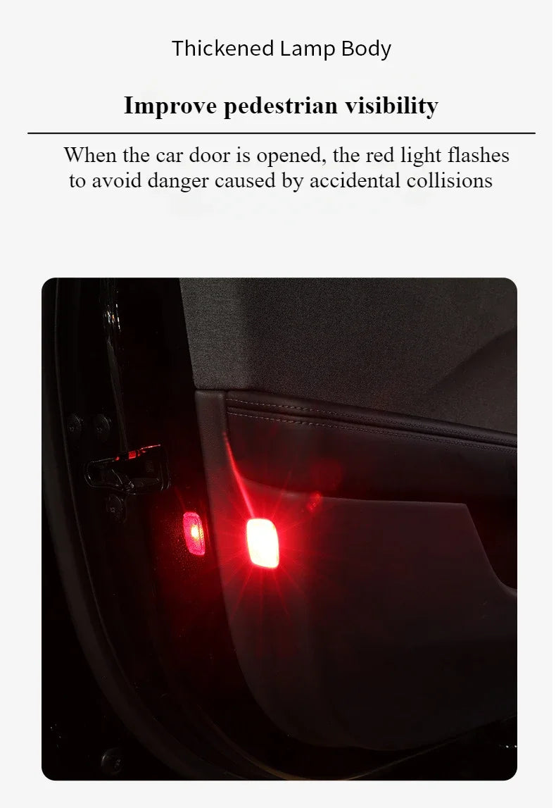 Tesla Model 3/Y/3 Highland Car Door Warning Light Auto Opening Door Anti-collision Sensor Strobe Flashing Alarm Signal Light