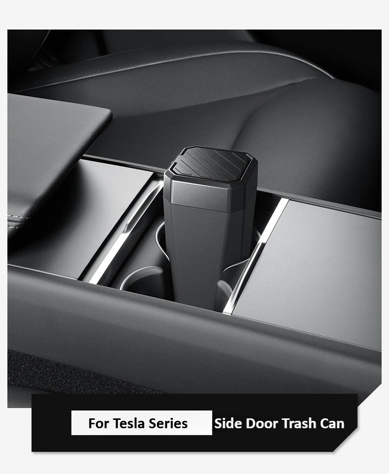 Center Storage Box Organizer Case for Tesla Model 3/Y/X/S Juniper Series Side Door Trash Can Garbage Can Trash Bin with Cover