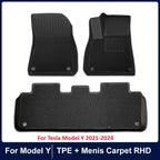 Floor Mats for Tesla Model Y Model 3 Double Layer 3D TPE Menis Carpet Velvet Waterproof Washable Two Layers Car Floor Pads 6PCS