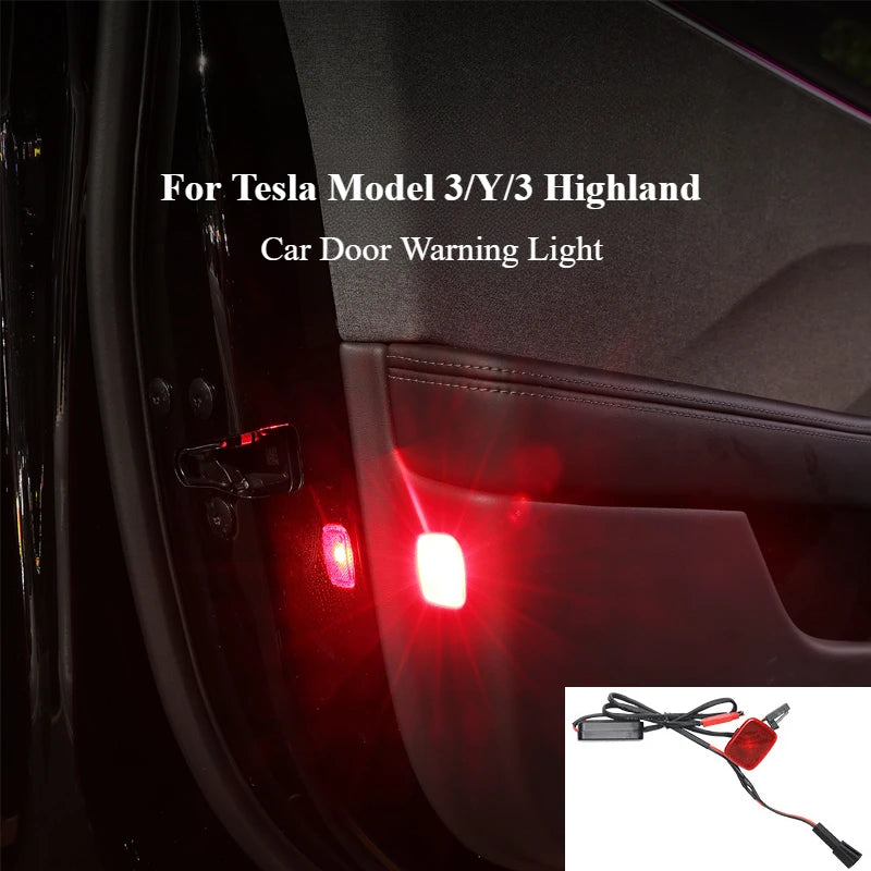 Tesla Model 3/Y/3 Highland Car Door Warning Light Auto Opening Door Anti-collision Sensor Strobe Flashing Alarm Signal Light