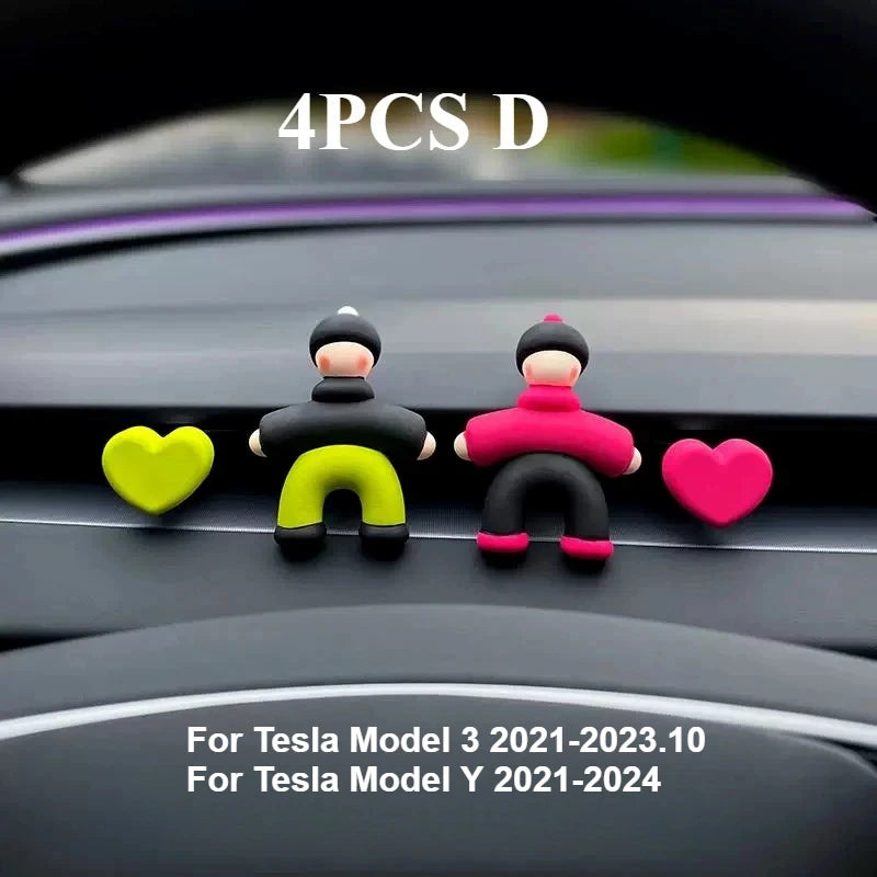 Lovely People Shaped Clips for Tesla Model3/Y Women's Air Outlet Perfume Clip Auto Air Freshener Clip Scent Aroma Accessories
